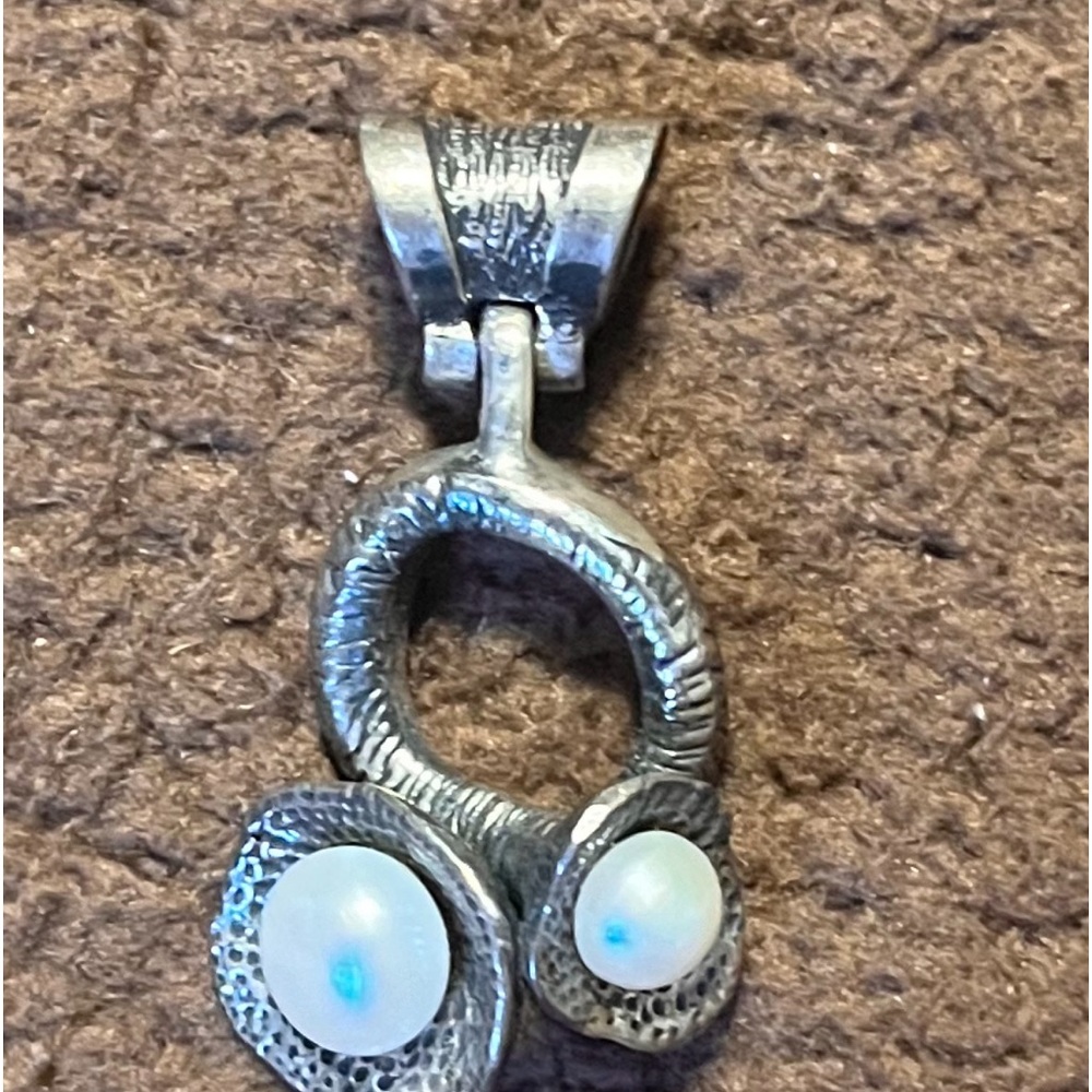 Navajo Sterling Silver & White Stone Hoop Pendant